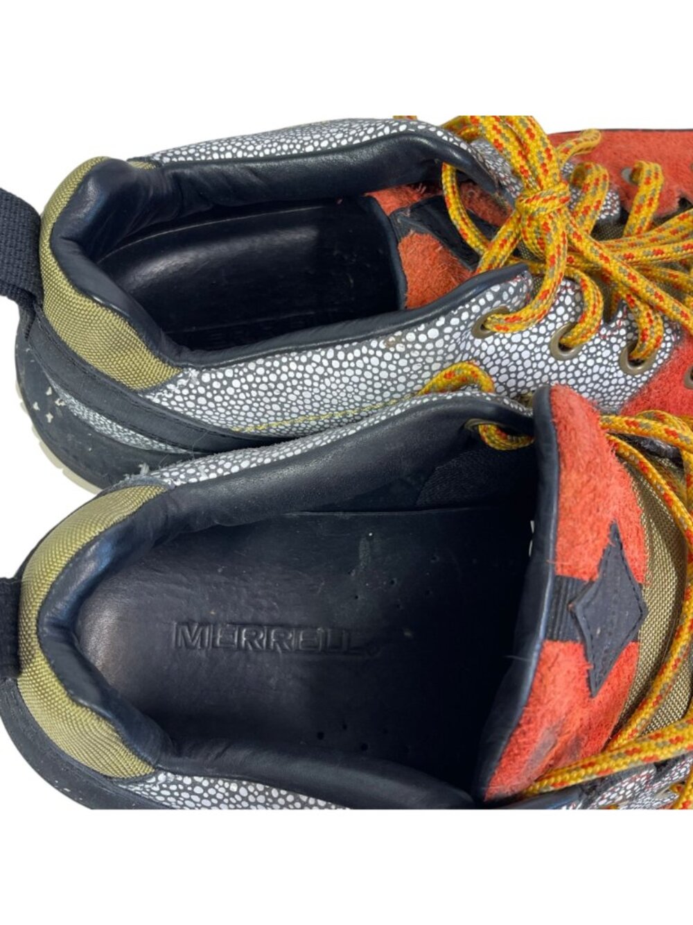 Merrell Mens Vibram Sole Trail Shoes Size 10 Orange/Grey Suede & Mesh Upper - Picture 8 of 8